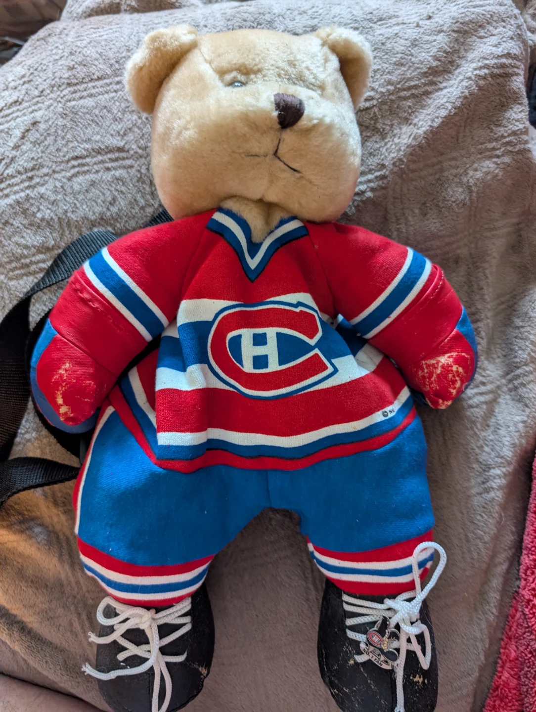 Vintage Montreal Canadiens Teddy Bear Backpack