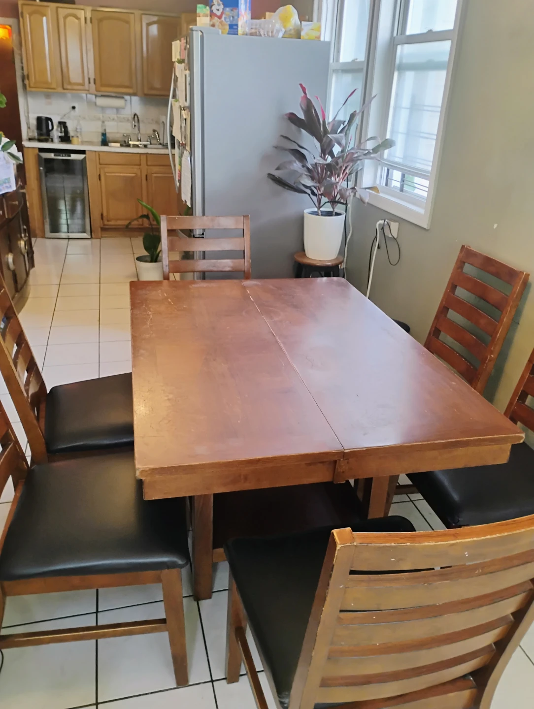 Wooden Dining Table with 6 Chairs and Bench - photo 4