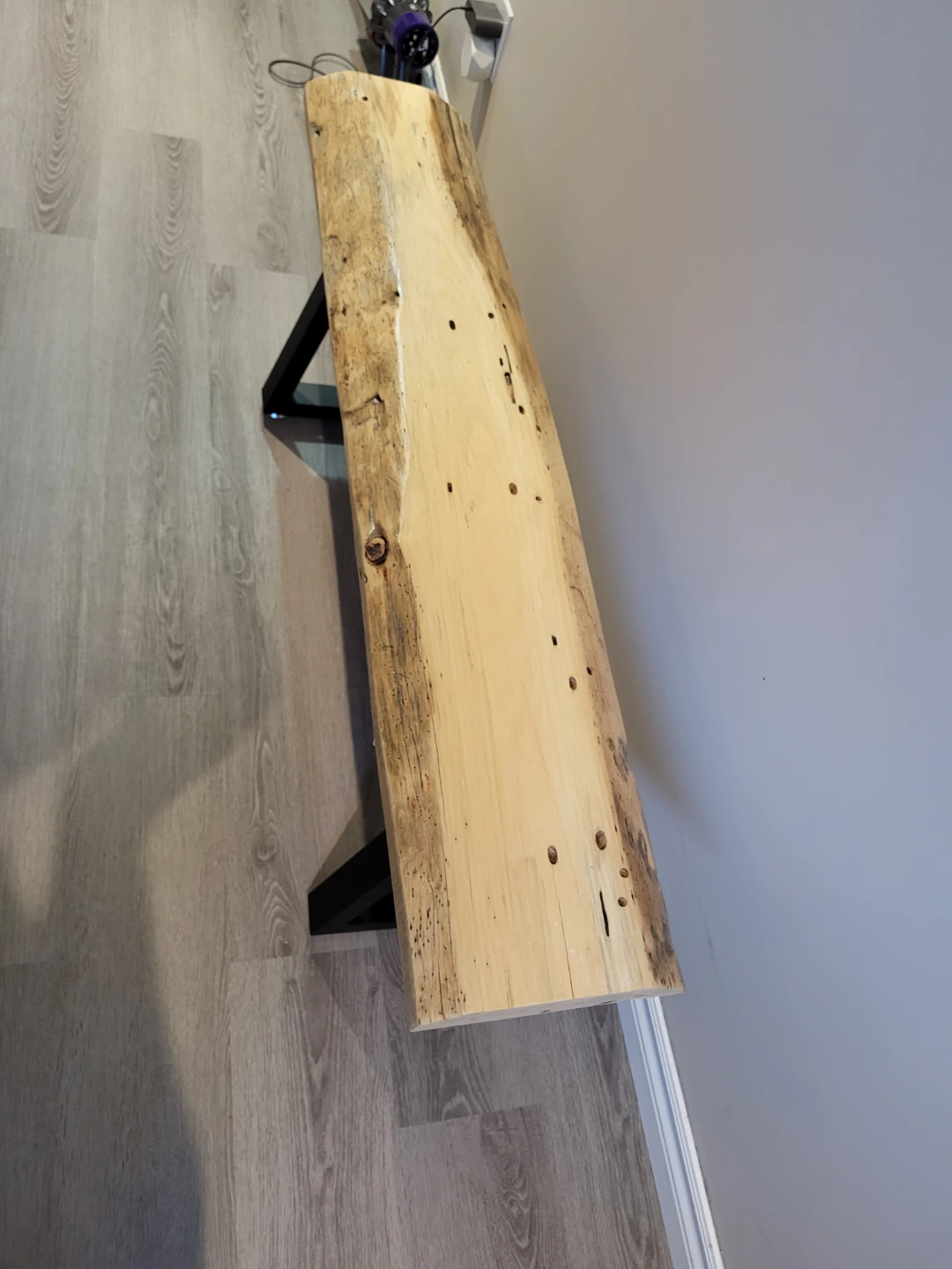 Live Edge Wood Bench with Black Metal Legs