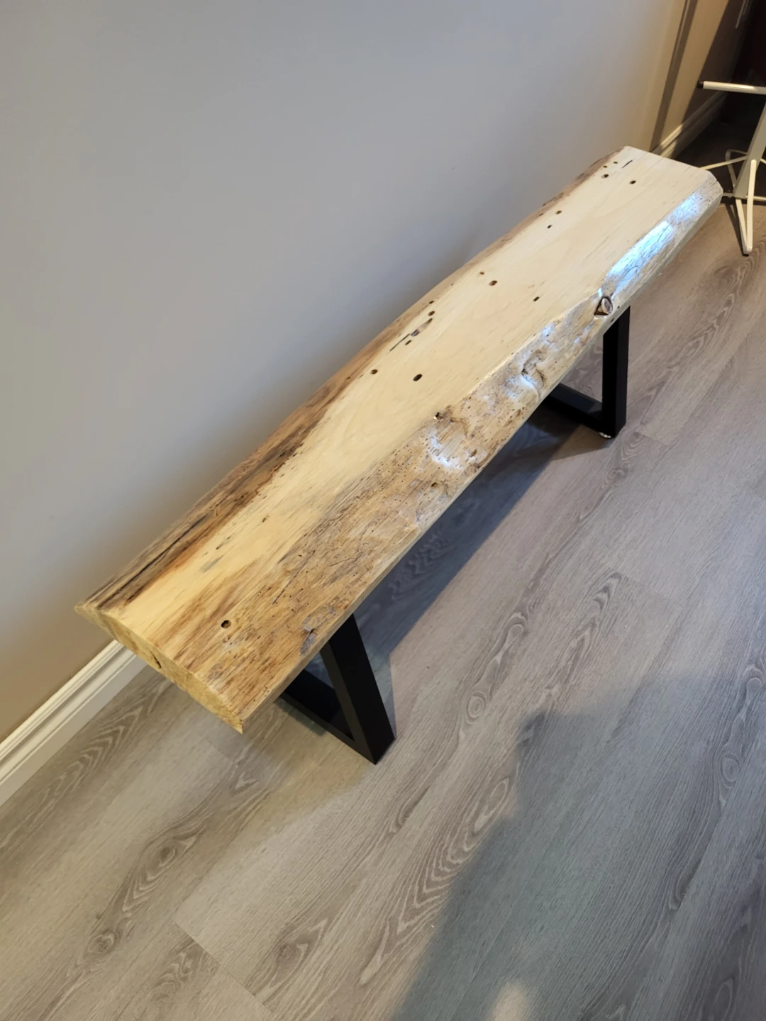 Live Edge Wood Bench with Black Metal Legs - photo 2