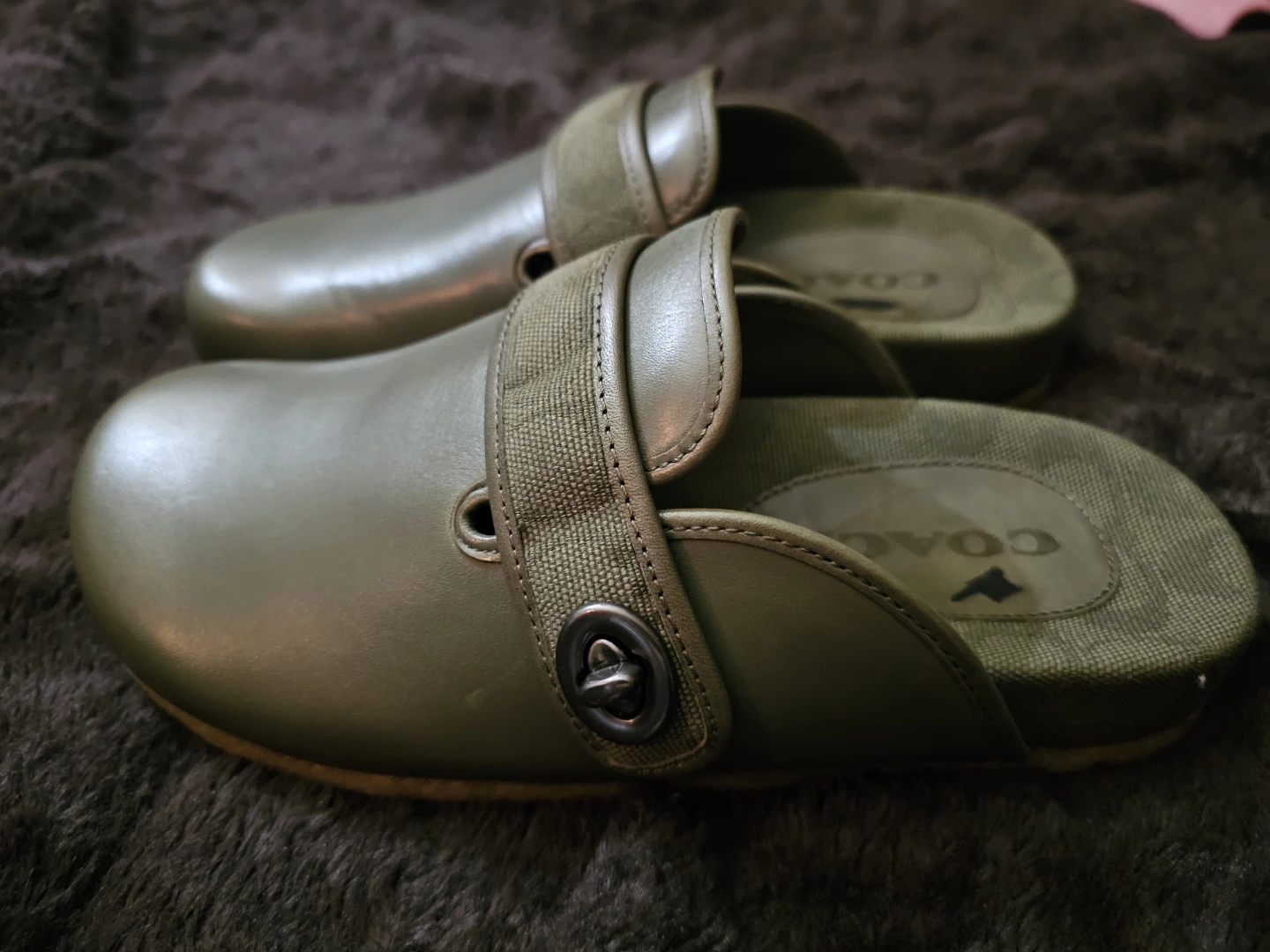 Coach Clog Slides Olive Green with Strap - photo 3