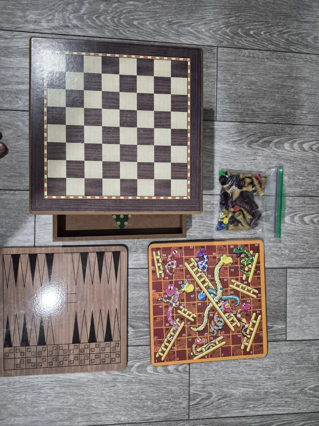 Wooden Game Set - Chess, Snakes and Ladders and more. - photo 2