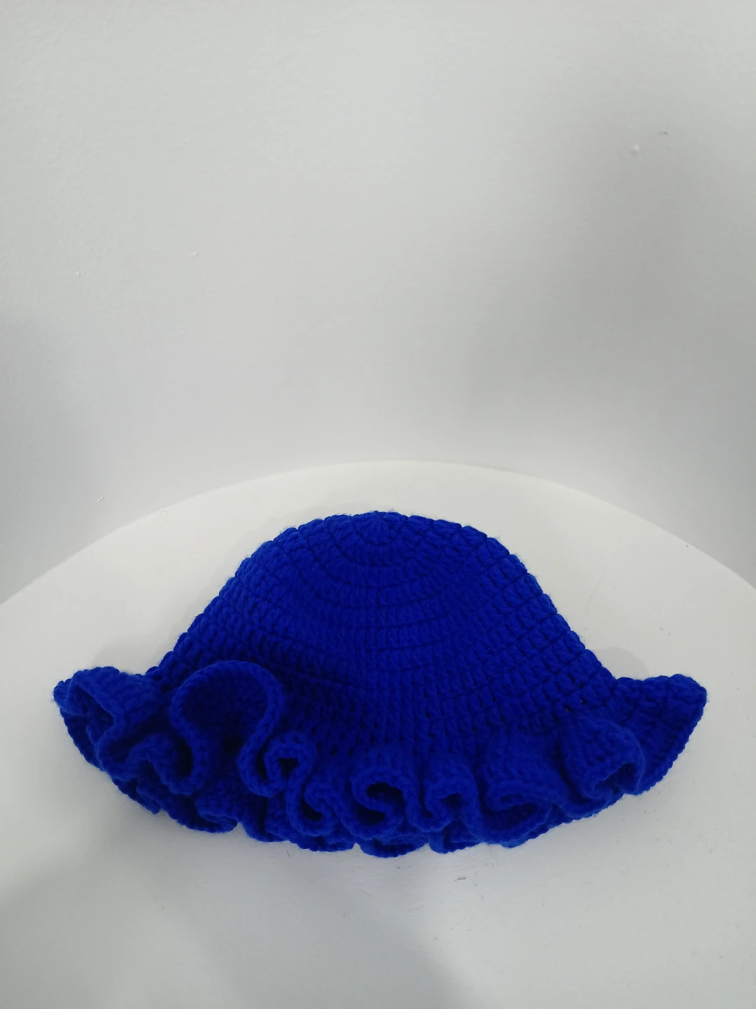Blue Crochet Bucket Hat with Ruffle Brim - photo 3