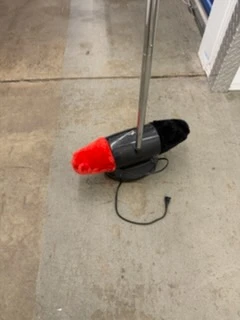 Black and Red Handheld Floor Scrubber
