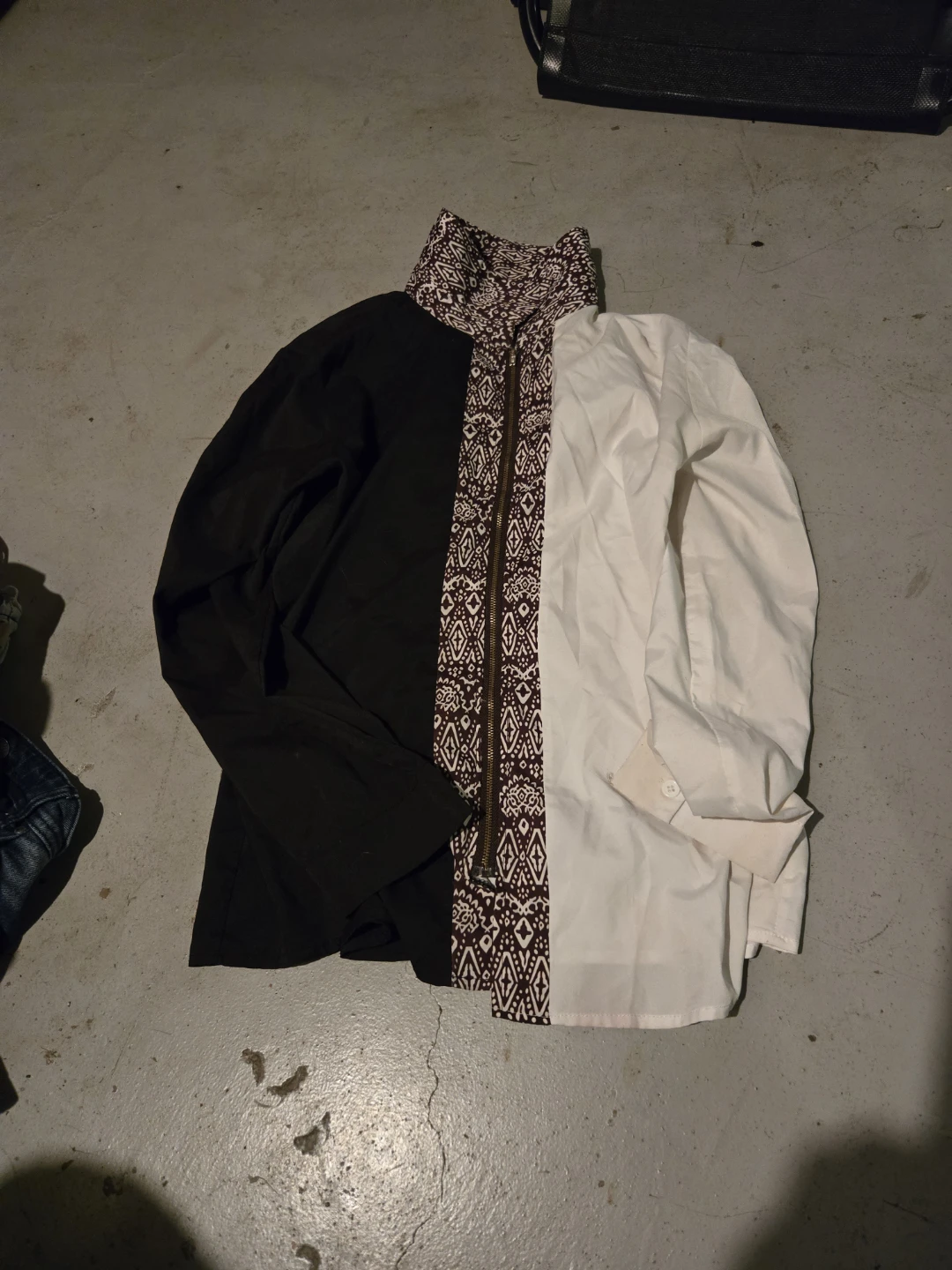 Asymmetrical Black and White Zip-Up Jacket