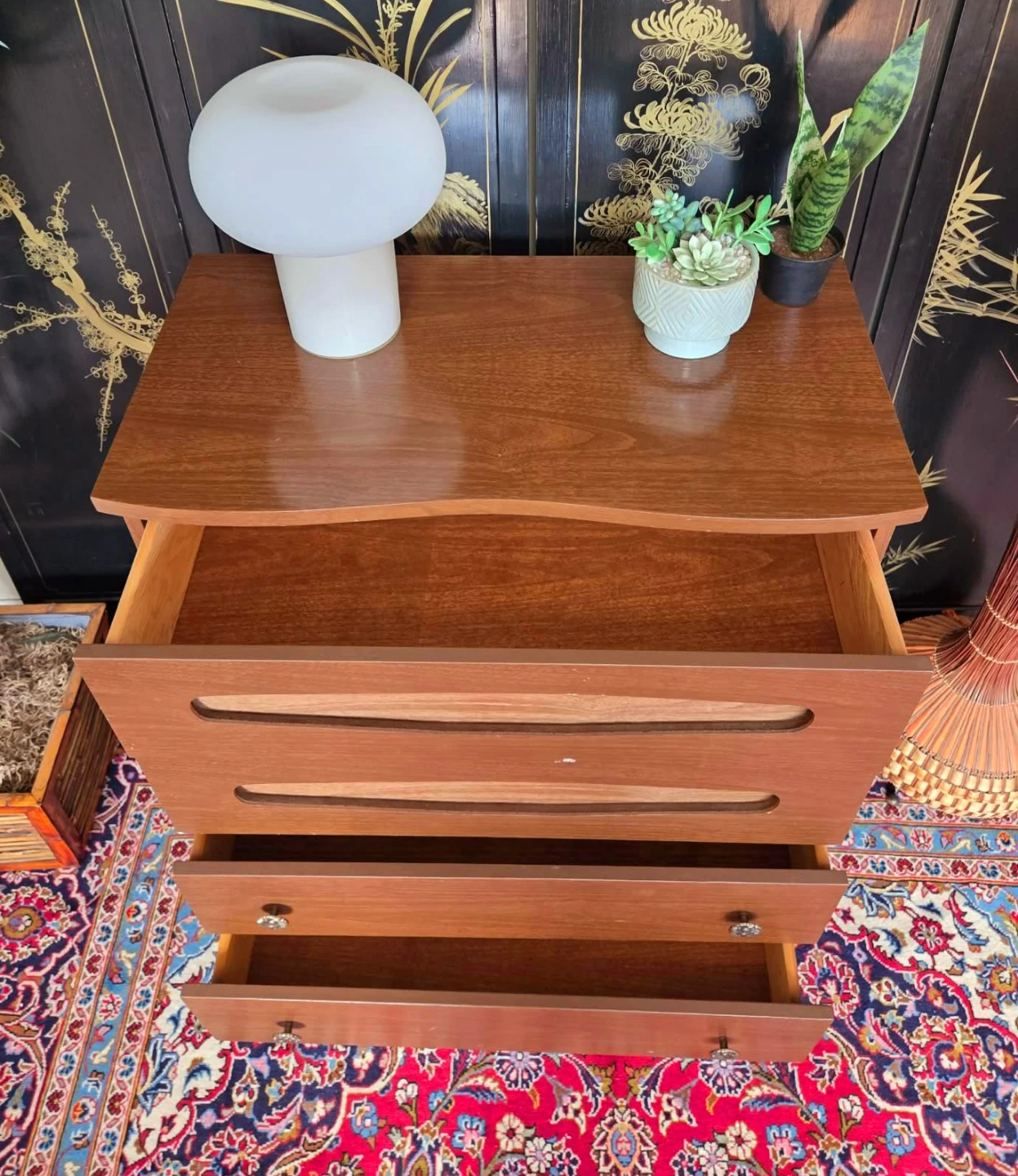 MCM Walnut Tallboy Dresser With 4 Drawers - photo 5