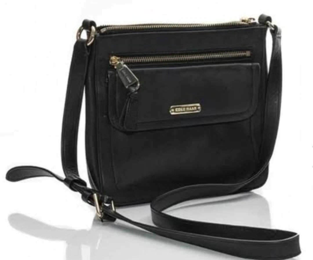 COLE HAAN BECKETT II LEATHER BLACK CROSSBODY BAG