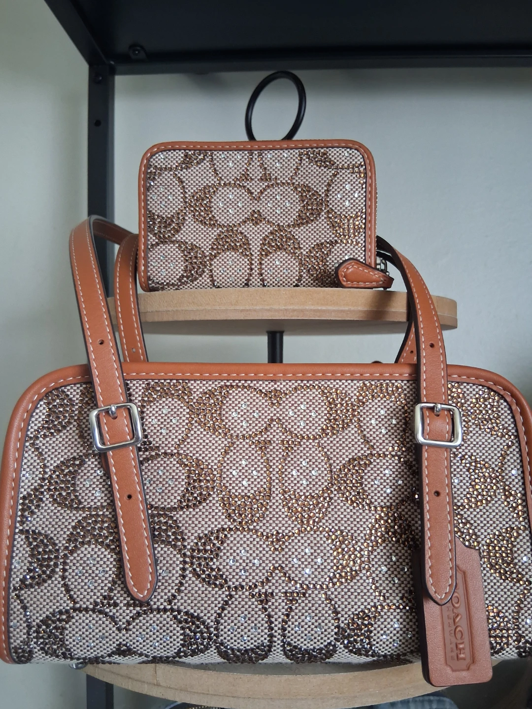 Coach Signature C Jacquard crystal swing zip set