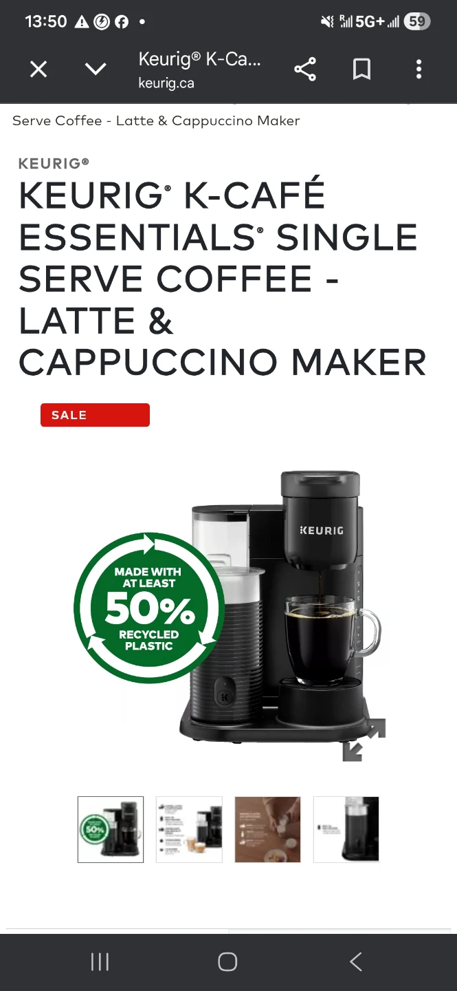 Keurig K-cafe Essentials - Latte & Cappuccino maker