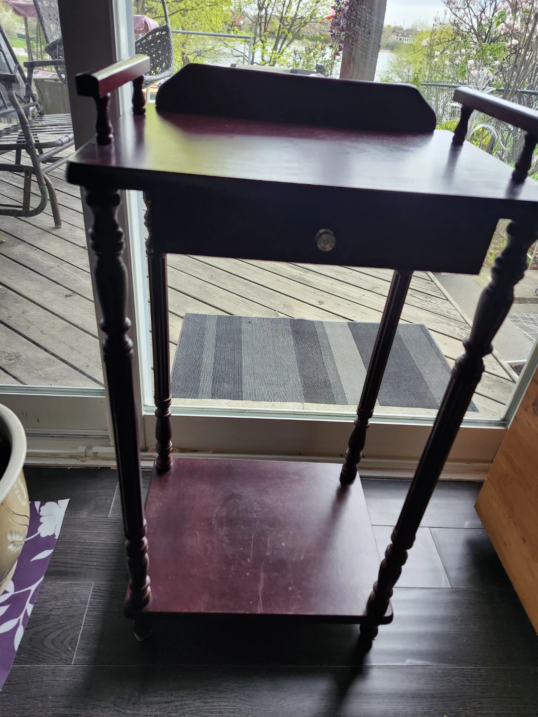Dark Wood Accent Table with 1 drawer