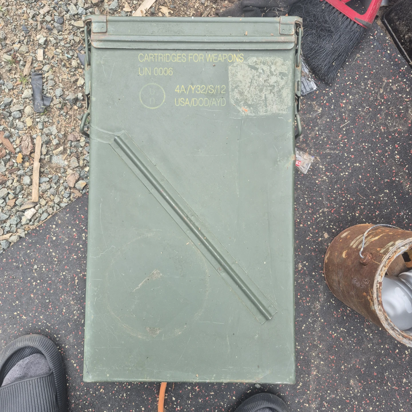 Vintage Green Metal Cartridges for Weapons Ammo Can