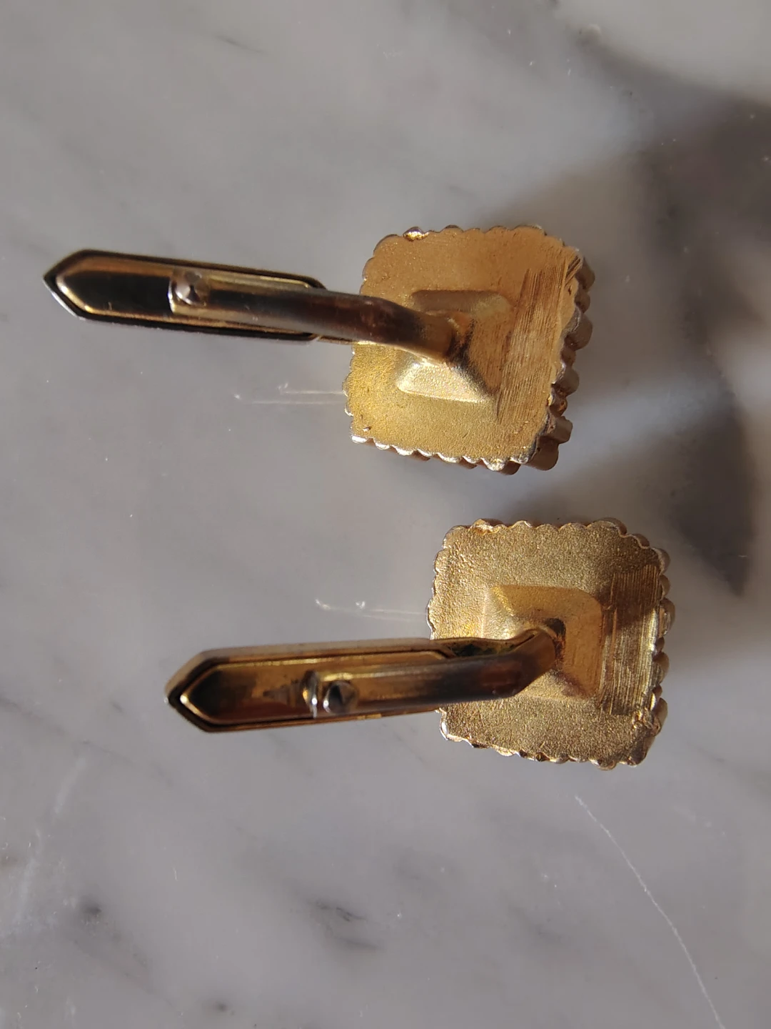 Vintage Gold Tone &  Emerald Cut Glass Cufflinks - Rare - photo 4