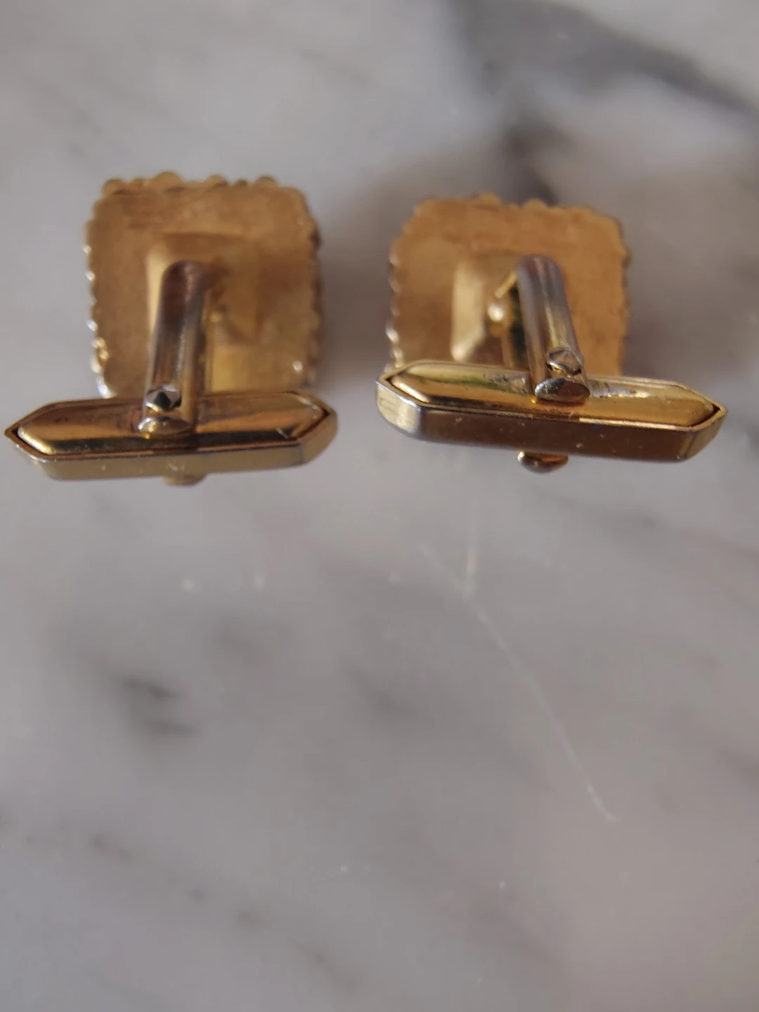 Vintage Gold Tone &  Emerald Cut Glass Cufflinks - Rare - photo 5