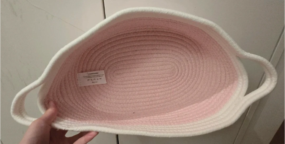 Pink and White Rope Storage Basket - photo 2