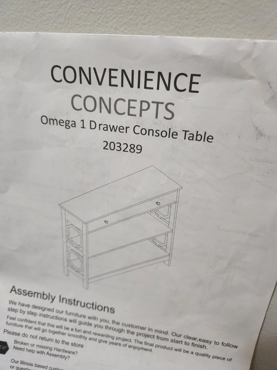 Convenience Concepts Omega 1 Drawer Console Table - photo 3