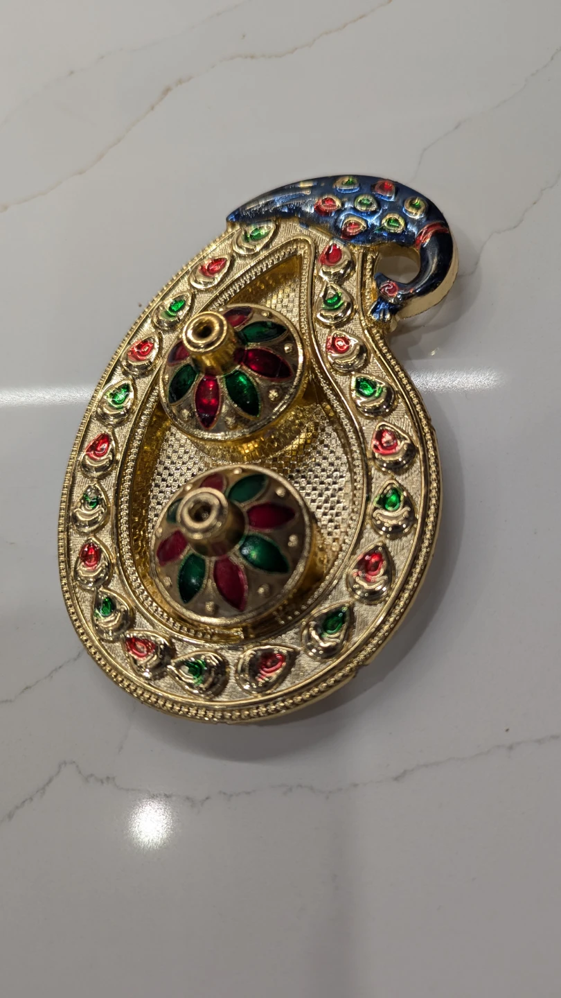Decorative Gold Tray with Lidded Containers(Haldi and Kumkum) - photo 2