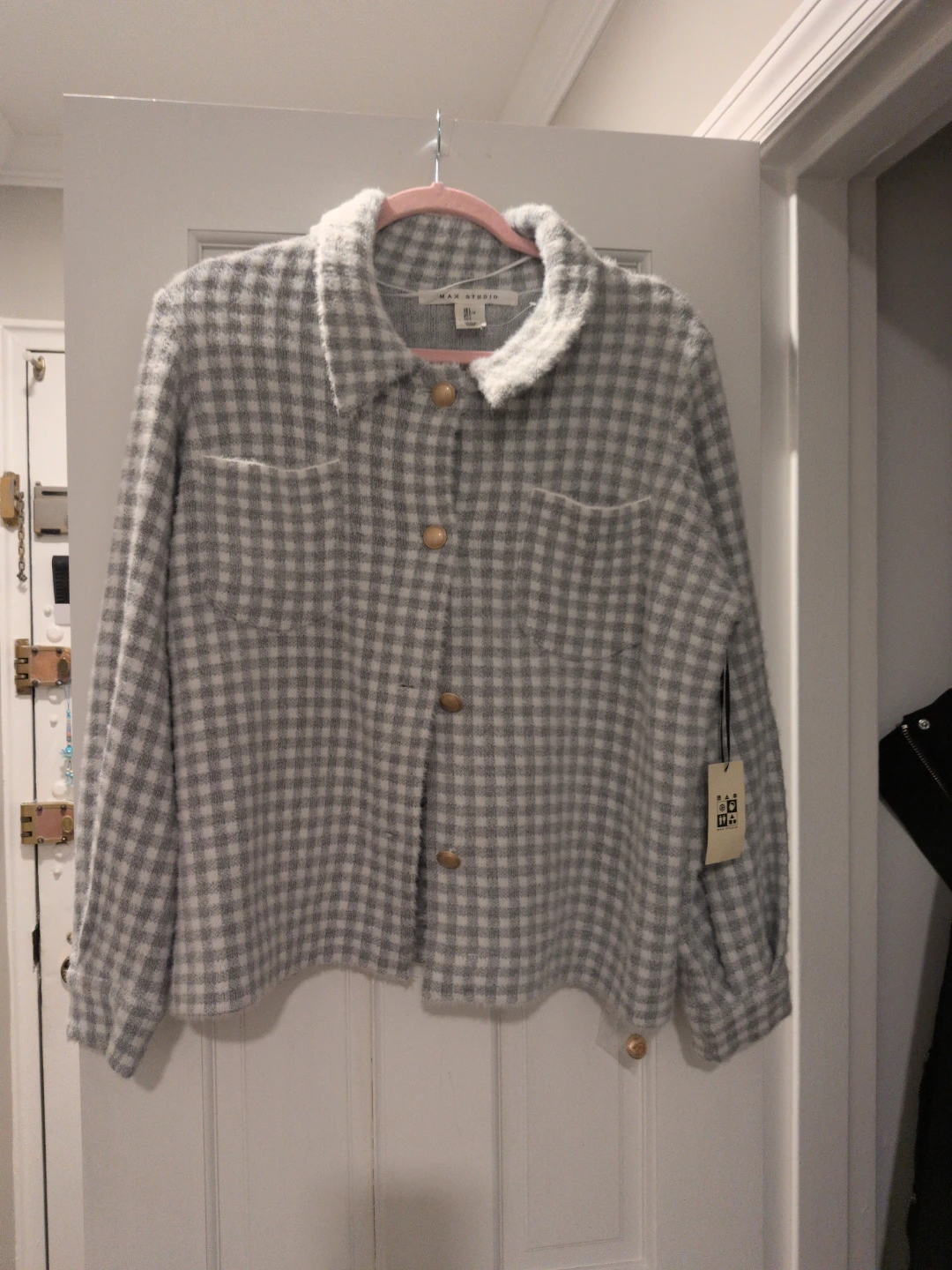 Max Studio Gingham Shirt Jacket