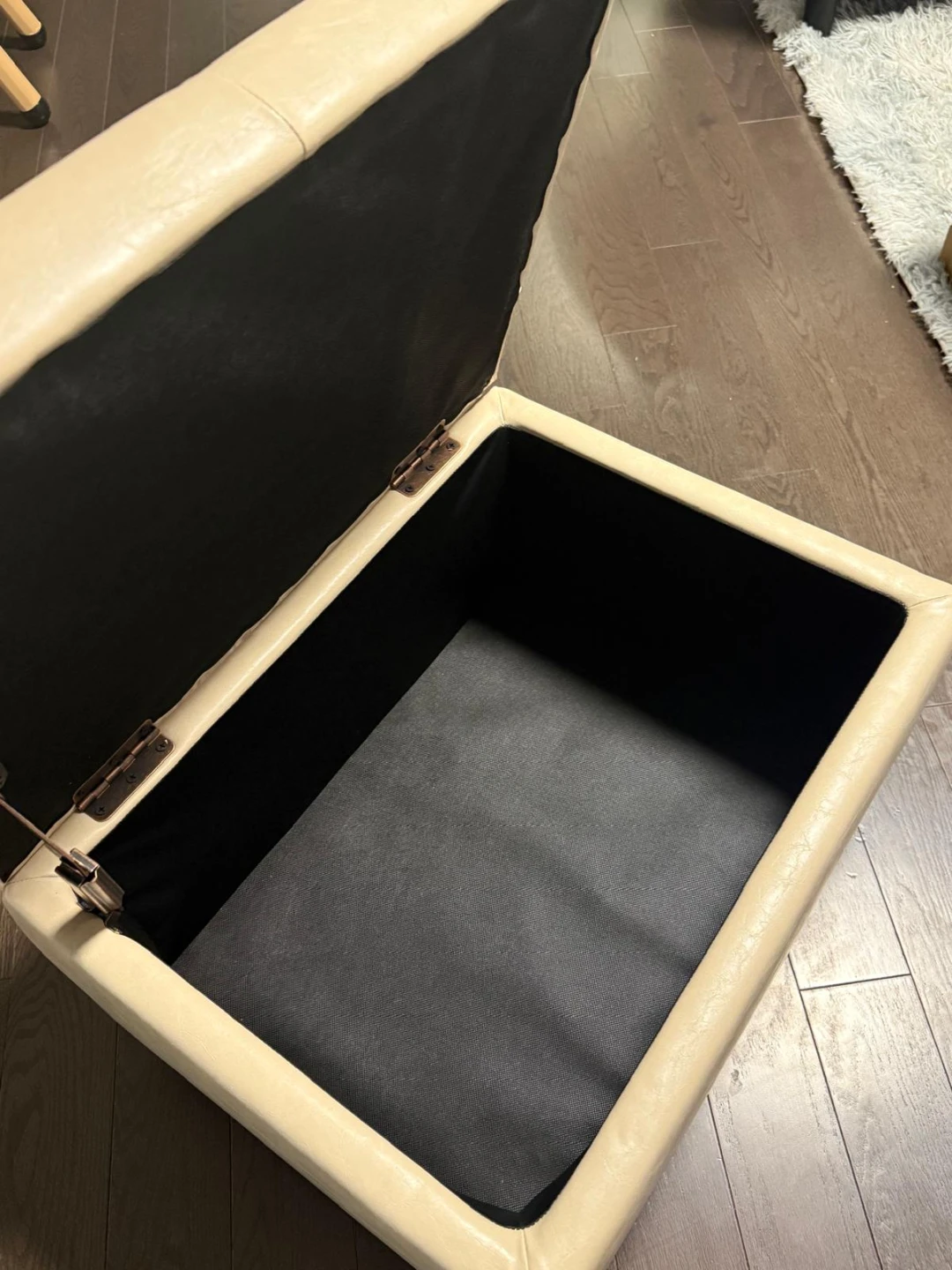 Cream Faux Leather Storage Ottoman - photo 5