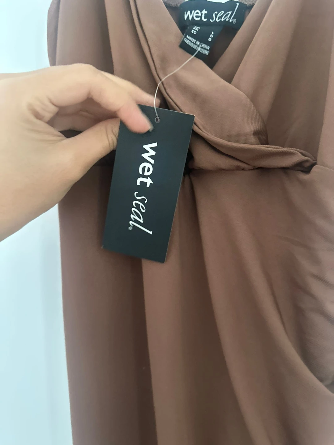 Wet Seal Brown Ruched Midi Dress - Size L - photo 4