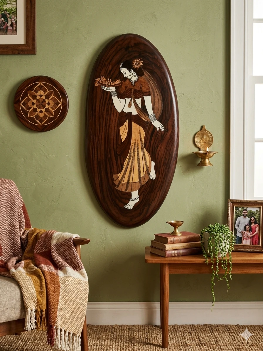 Exquisite Indian Wood Marquetry Plaque - photo 2