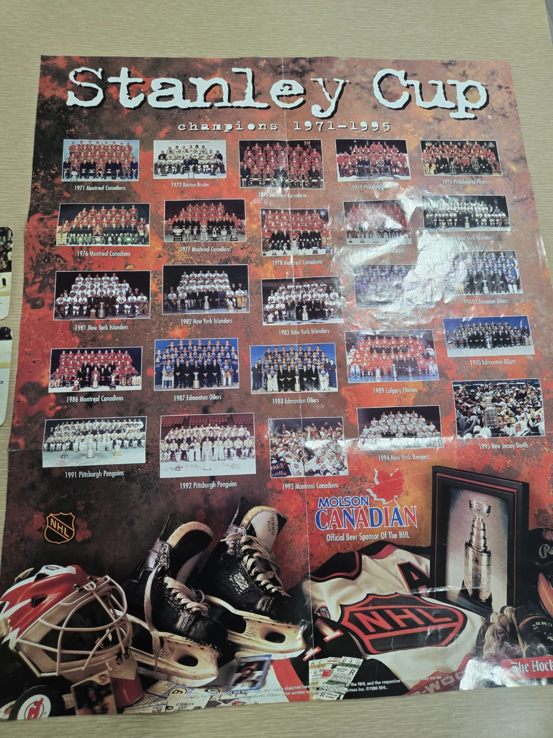 Stanley Cup Champions 1971-1995 Poster and Two Cards