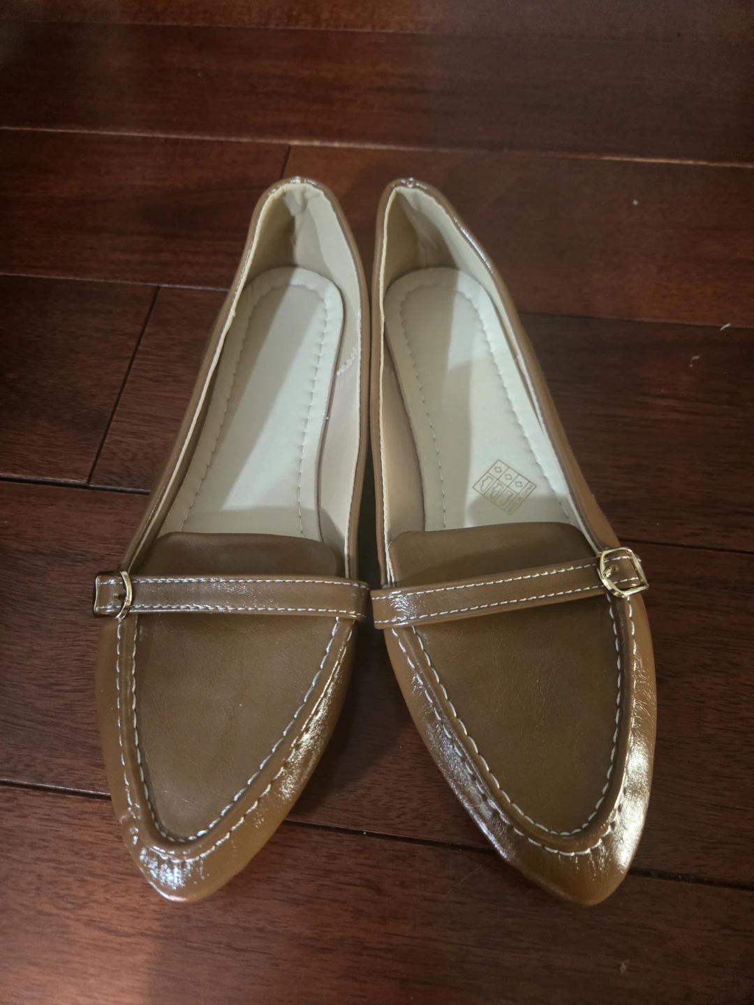 Brown Faux Leather Loafers - Size 9
