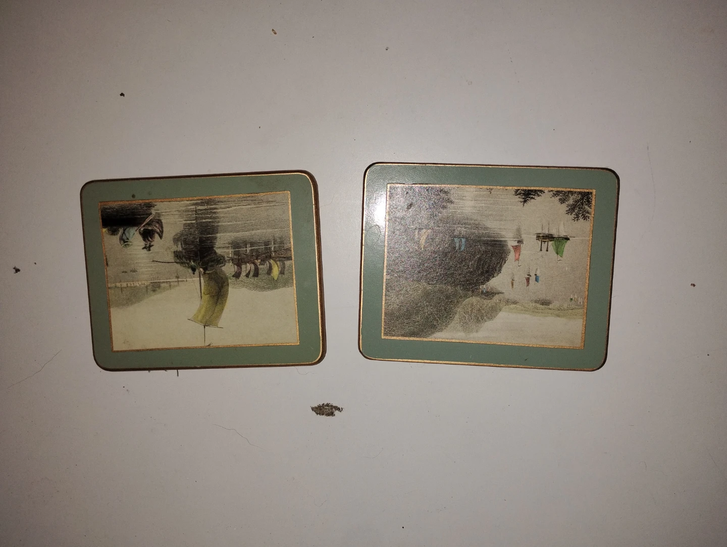 Set of 2 Vintage Scenic Coasters