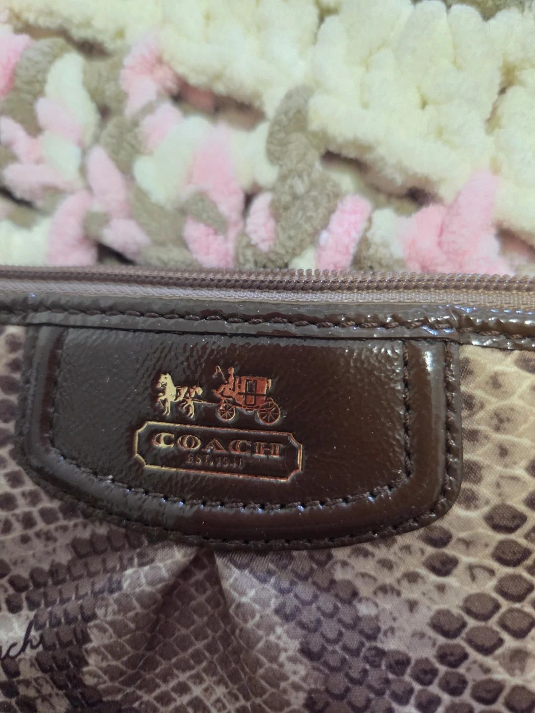 COACH Brown Snakeskin Wristlet Pouch - photo 2