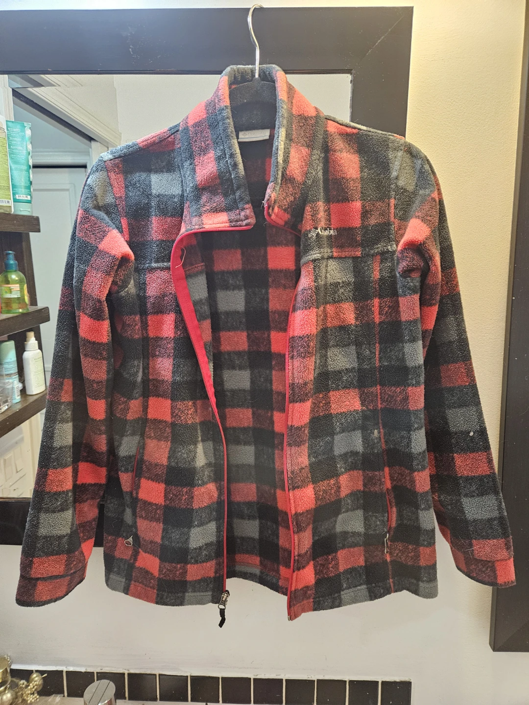 Columbia Fleece Jacket - Red Plaid - Size L