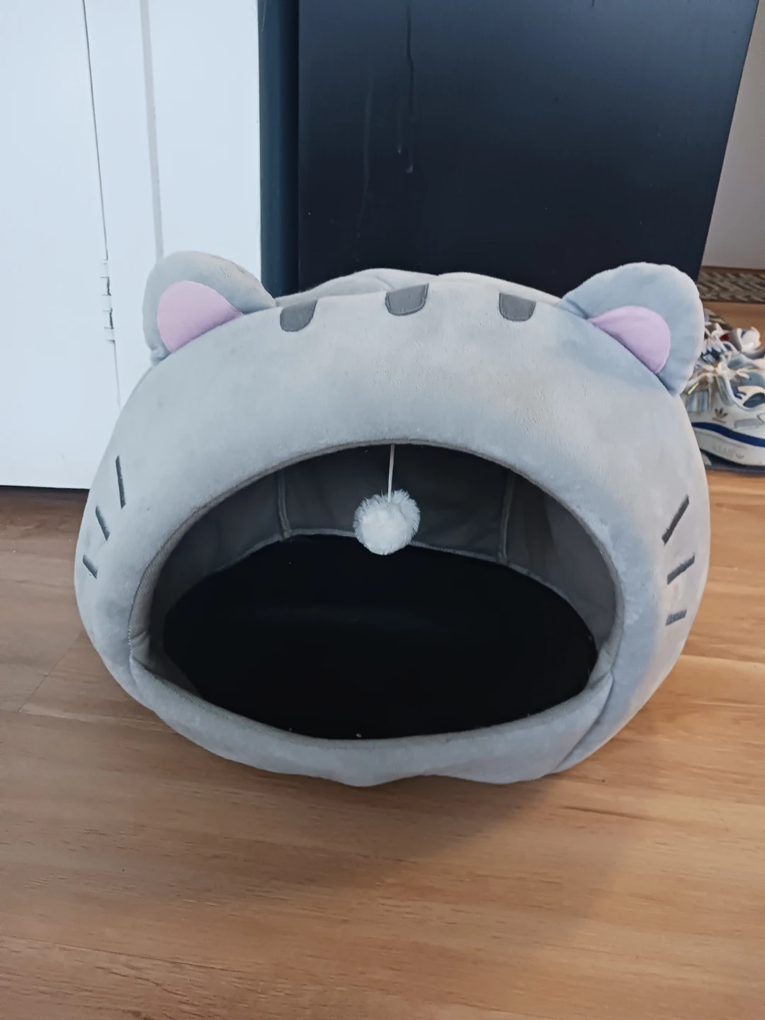 Grey Cat Bed with Toy Ball