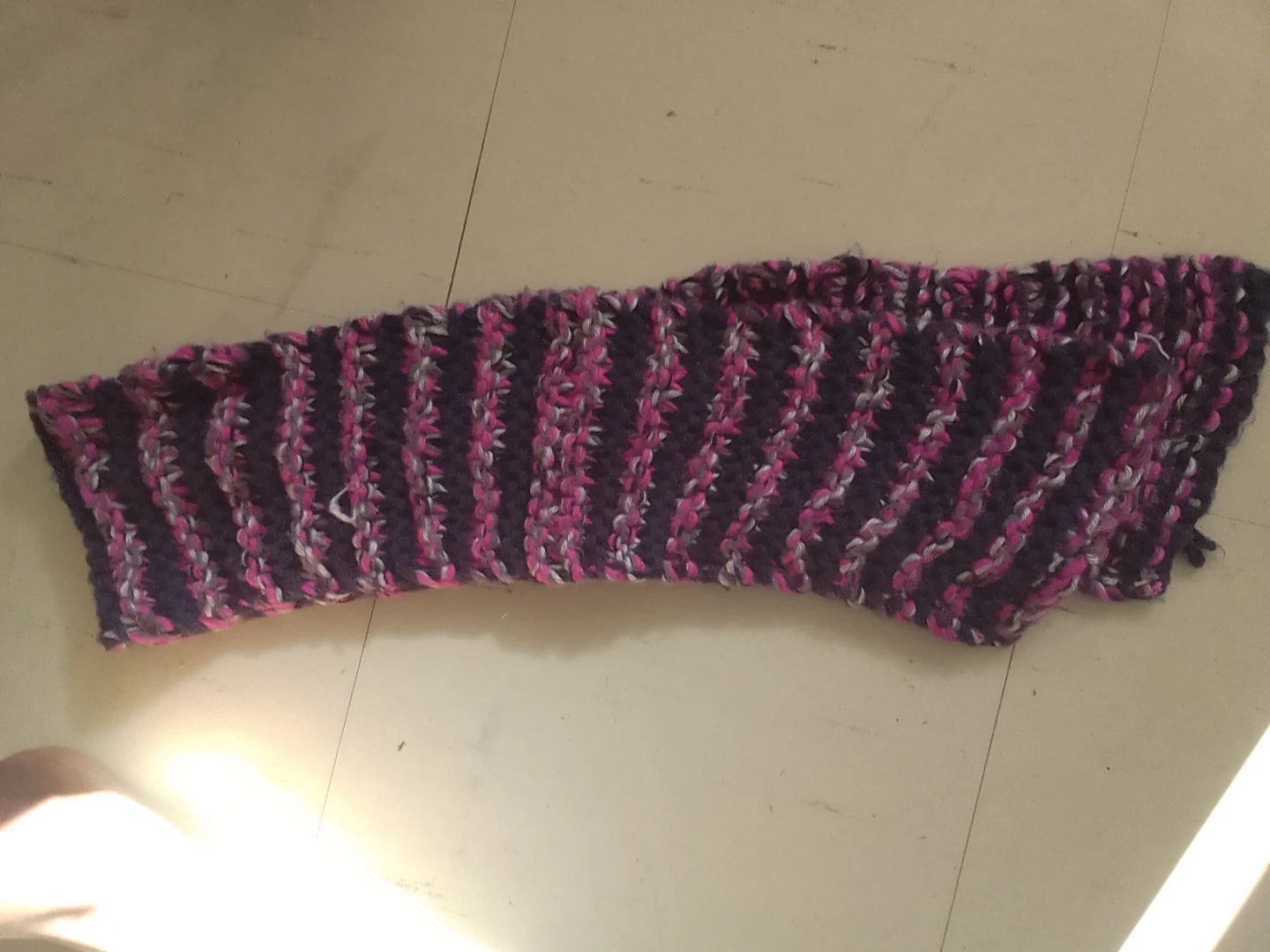 Hand-knitted striped scarf