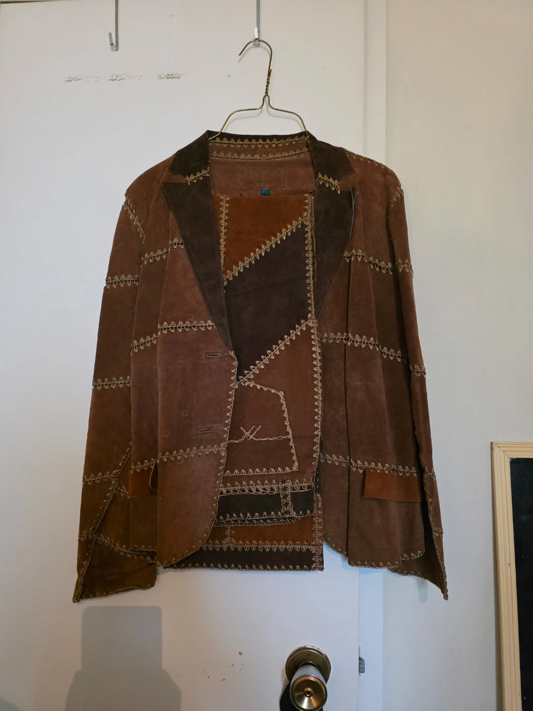 Brown Suede Patchwork Blazer and Pants