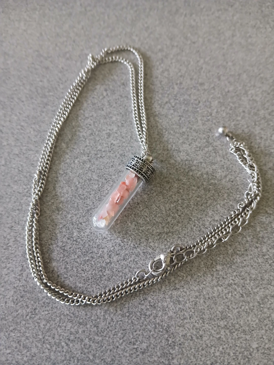 Alternative Glass Vial Necklace with Pink Stones