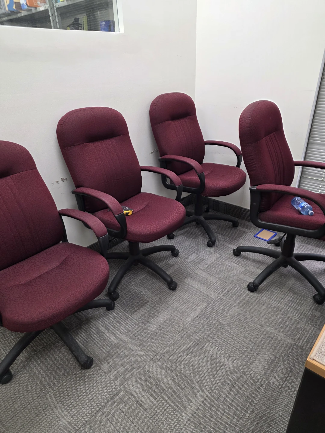 2 Office Tables Maroon Office Chairs (Set of 6) - photo 2