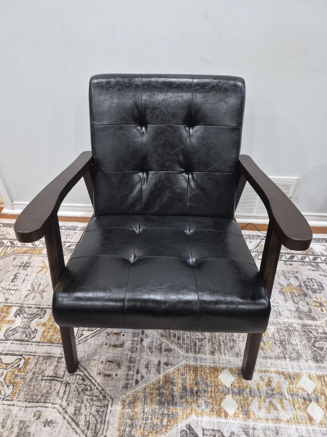 Upholstered Wooden Mid Century Armch