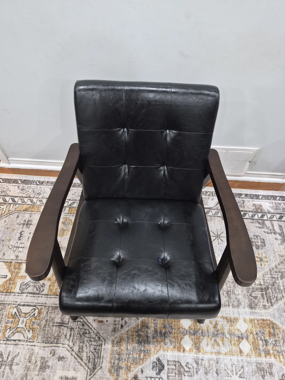 Upholstered Wooden Mid Century Armch - photo 3