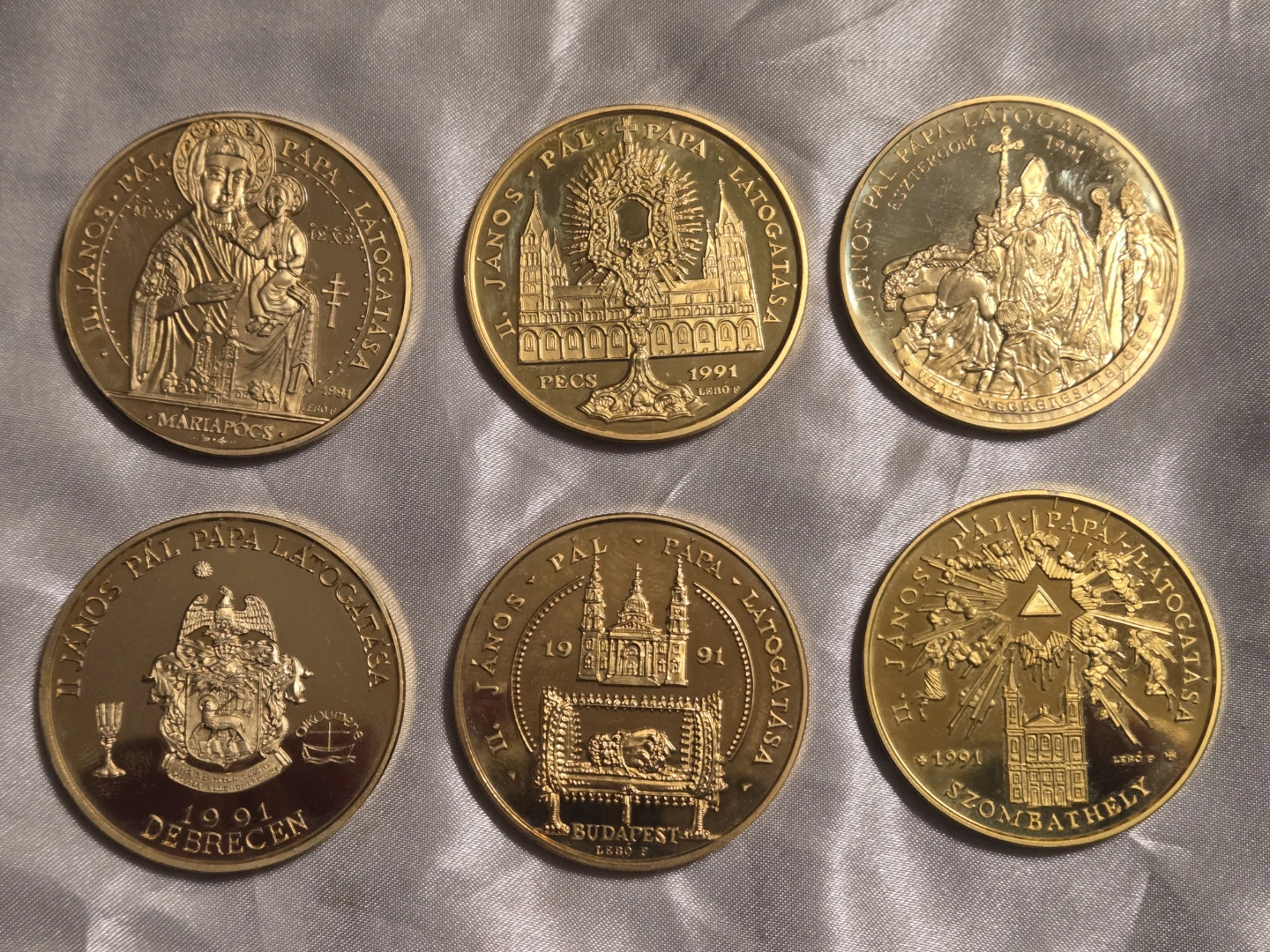 Collection of Pope John Paul II Visit Medals - 1991