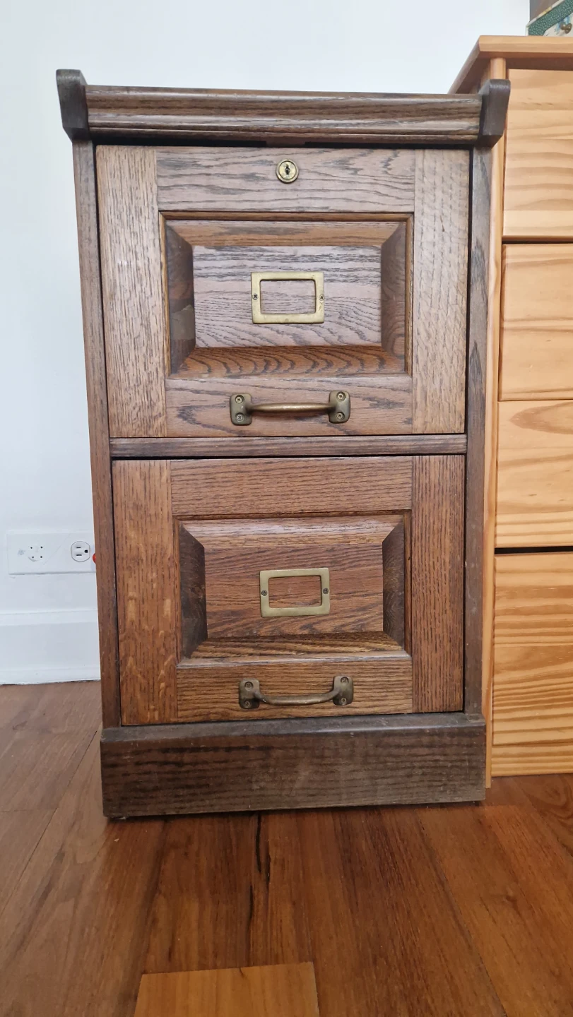 Vintage 2-Drawer Wooden File Cabinet