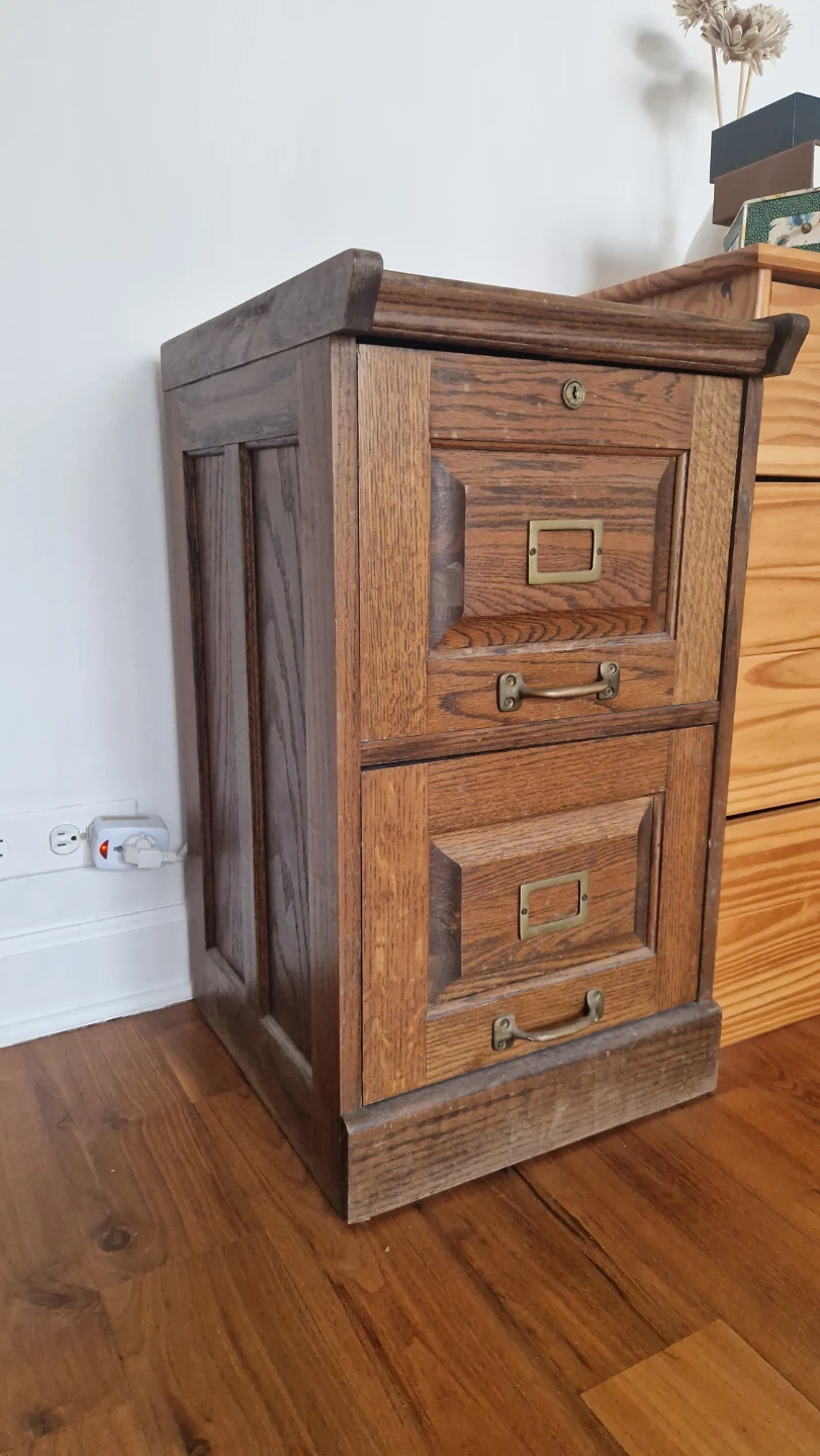 Vintage 2-Drawer Wooden File Cabinet - photo 2