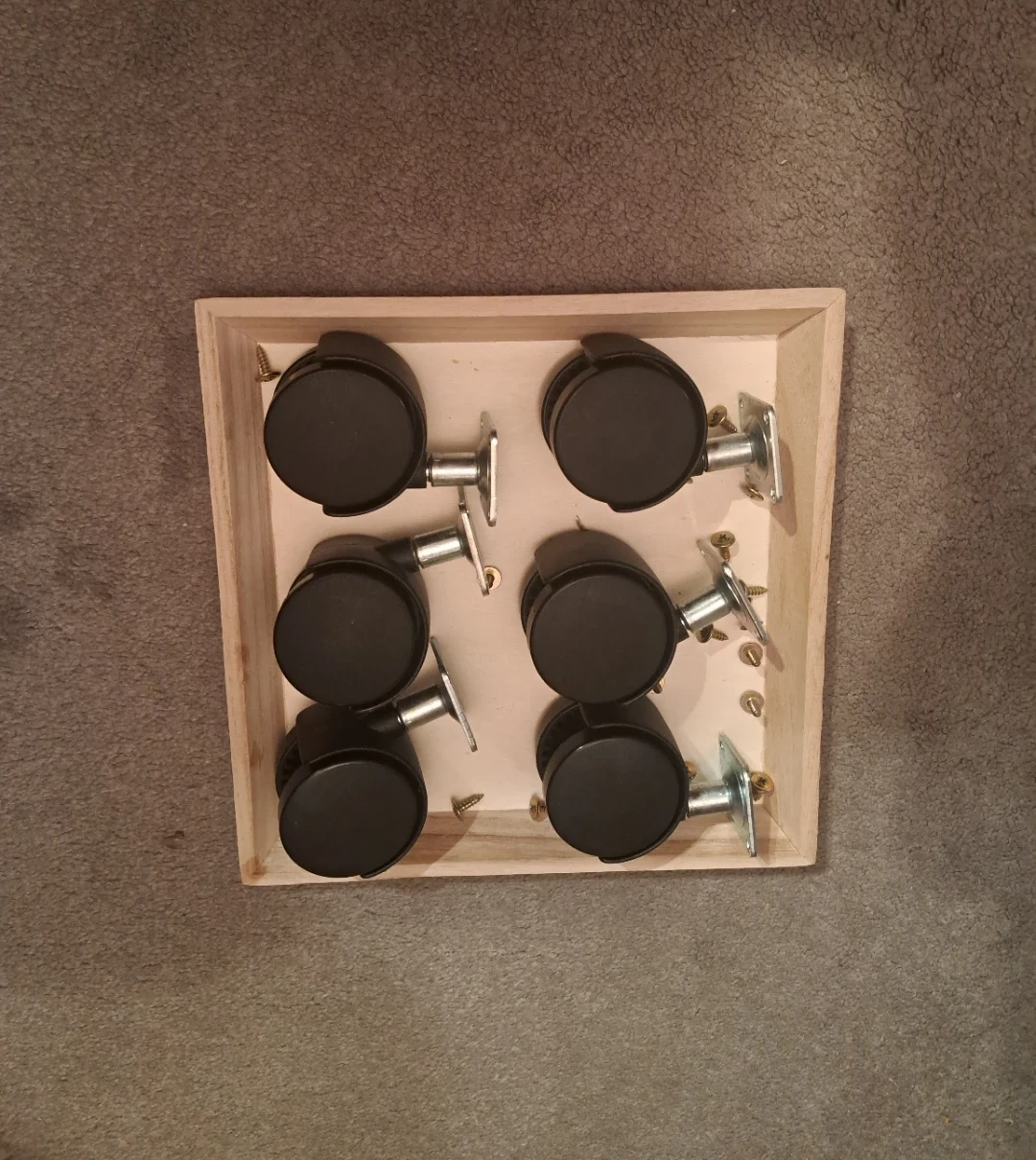 Set of 6 Black Swivel Casters with Screws