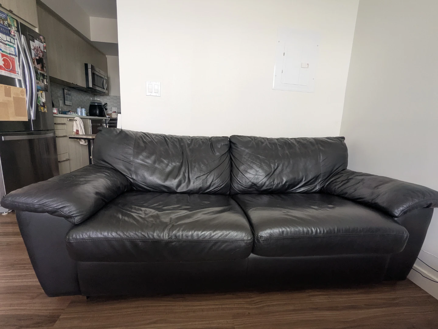 Black Leather Sofa - photo 3