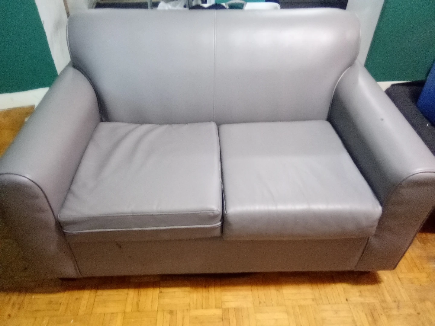Grey Faux Leather Loveseat