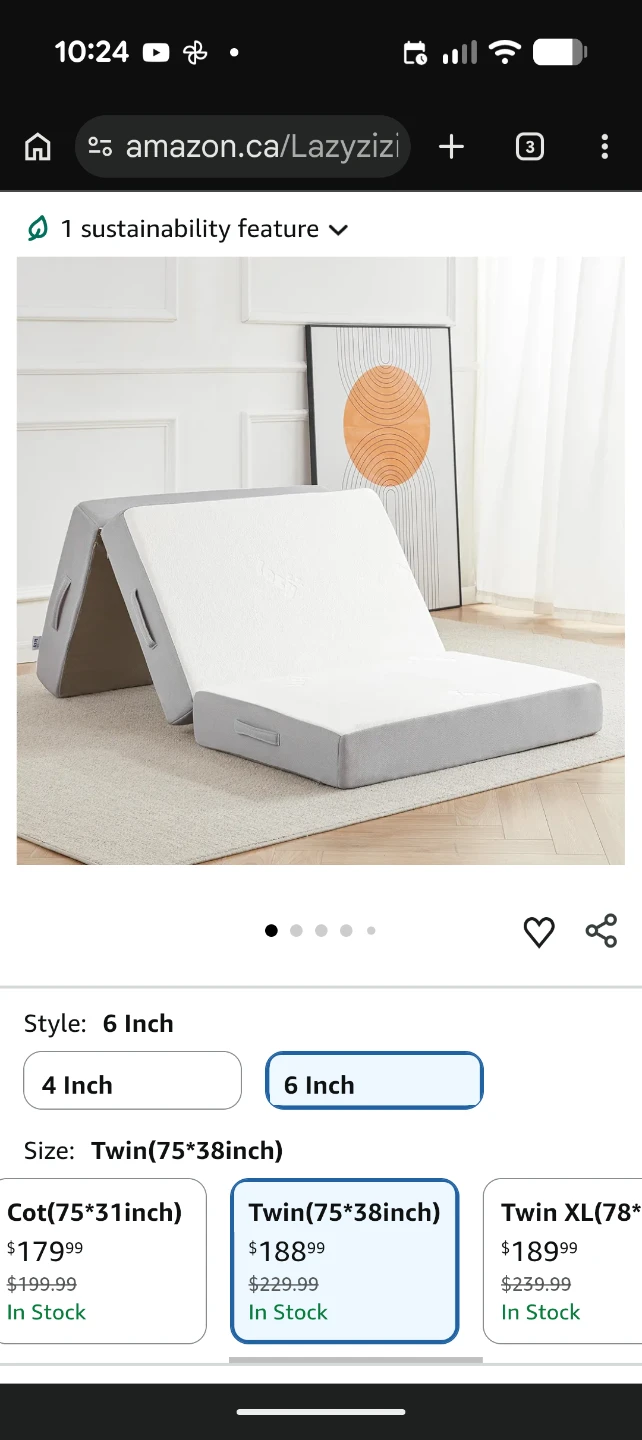 LazyZzz Tri-Fold Mattress Twin