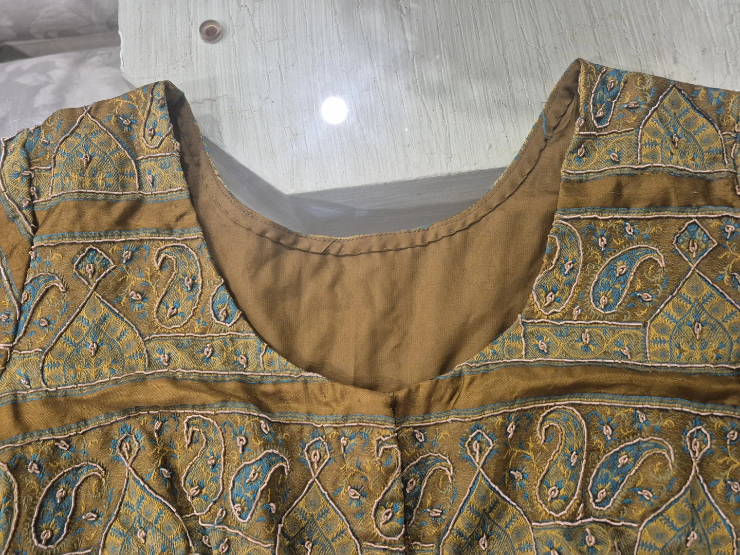 Paisley mehndi teal Print chiffon saree with Blouse - photo 4