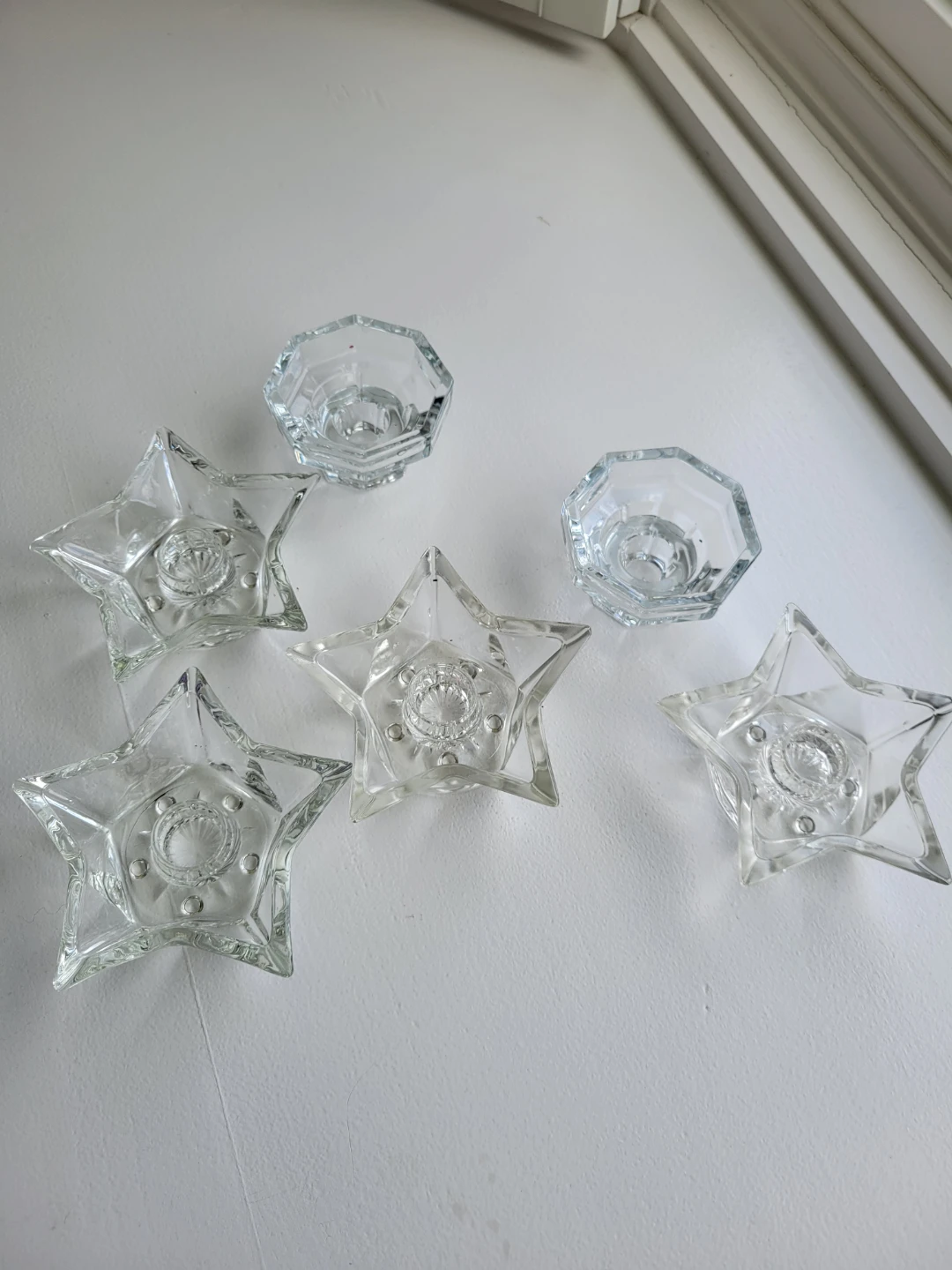 Vintage Glass Candle Holders.  $10/Set