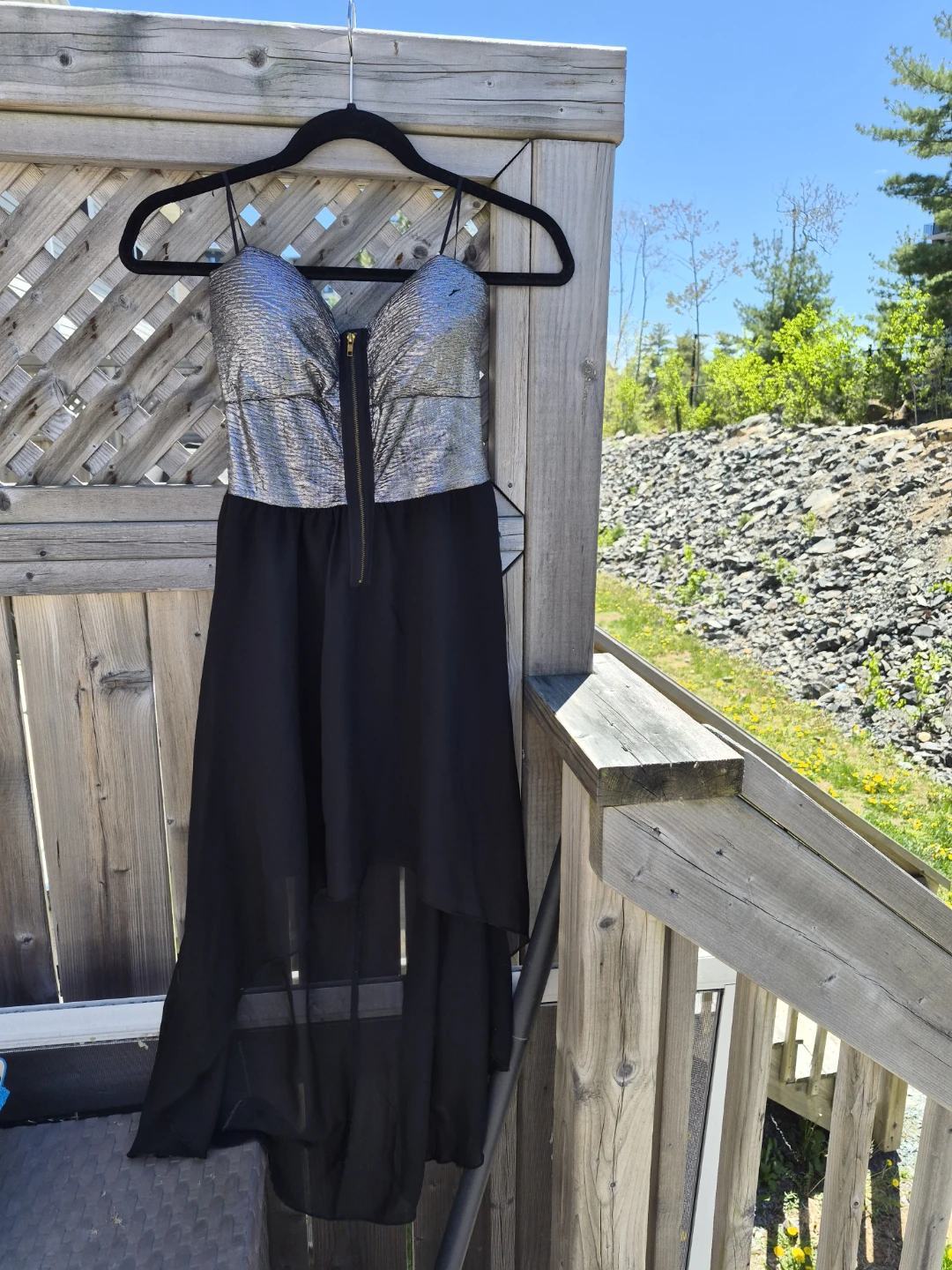 Seduction Black & Silver Hi-Low Dress - Size M