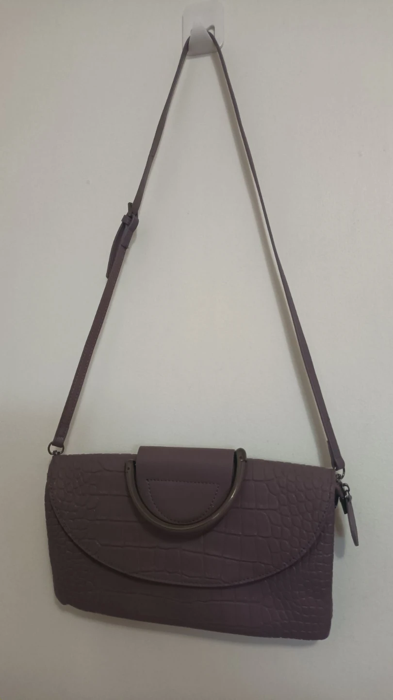 Purple Croc Embossed Clutch Purse with Strap