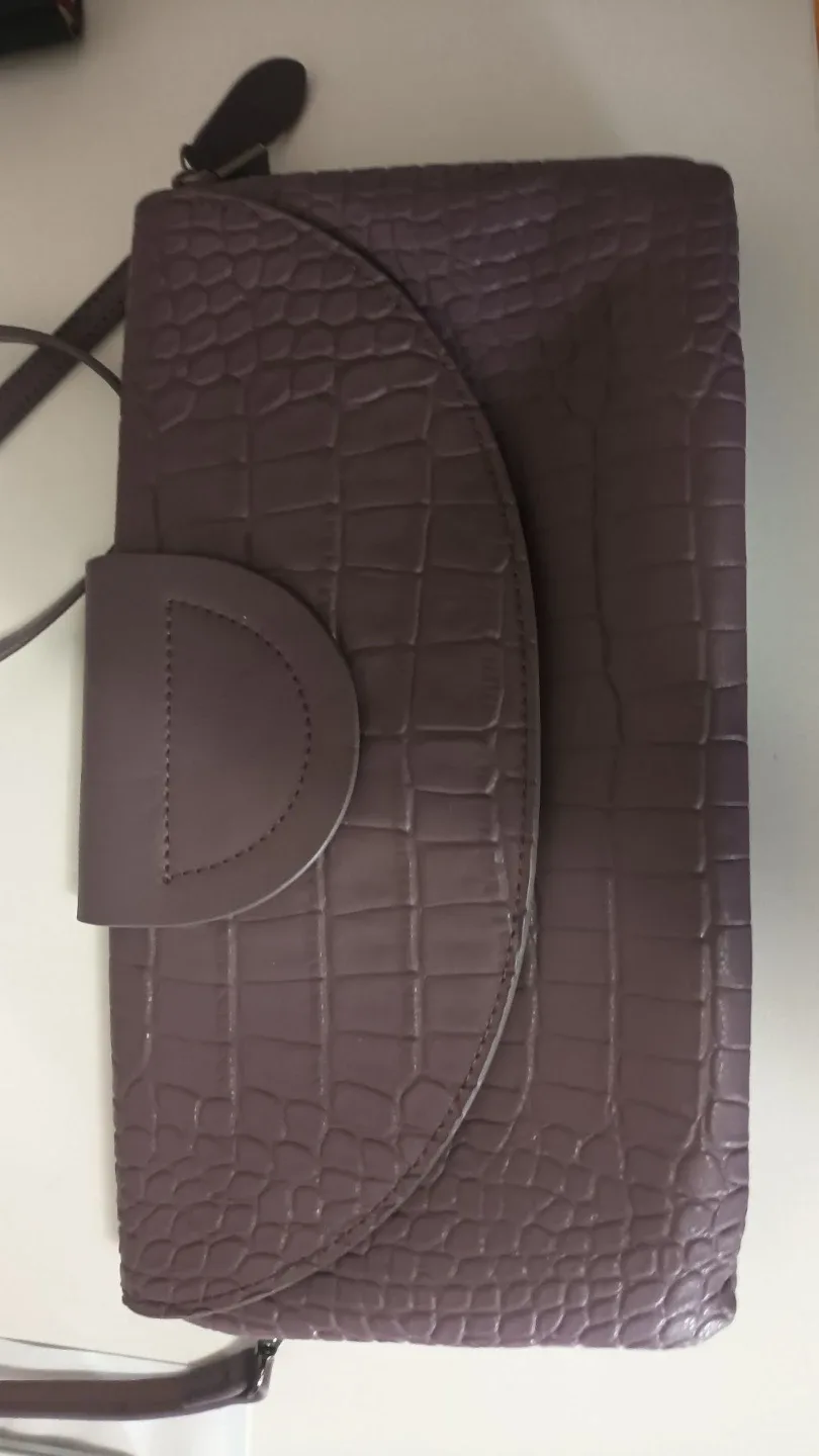 Purple Croc Embossed Clutch Purse with Strap - photo 2
