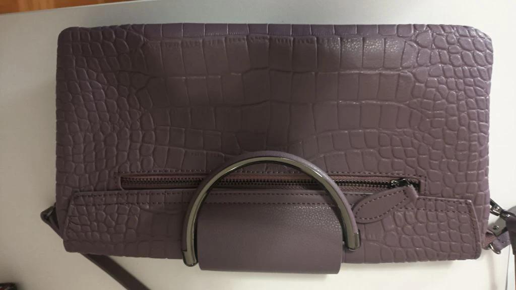 Purple Croc Embossed Clutch Purse with Strap - photo 3