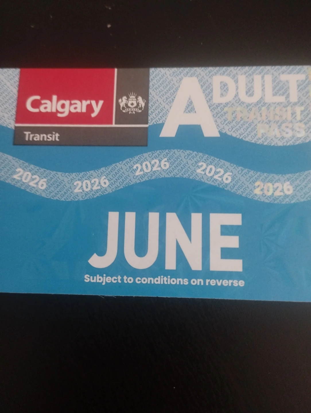 Calgary Transit Adult Pass - June 2026